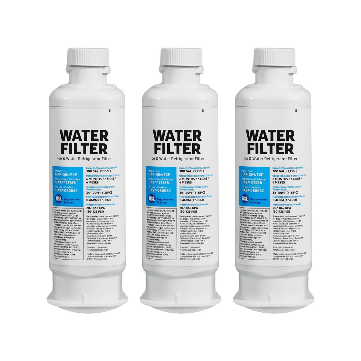 Samsung DA97-17376B HAF-QIN Refrigerator Water Filter 3-Pack
