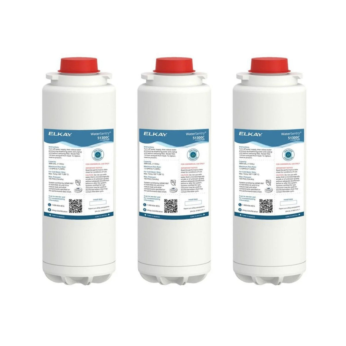 Elkay 51300C WaterSentry Replacement Filter 3 Pack
